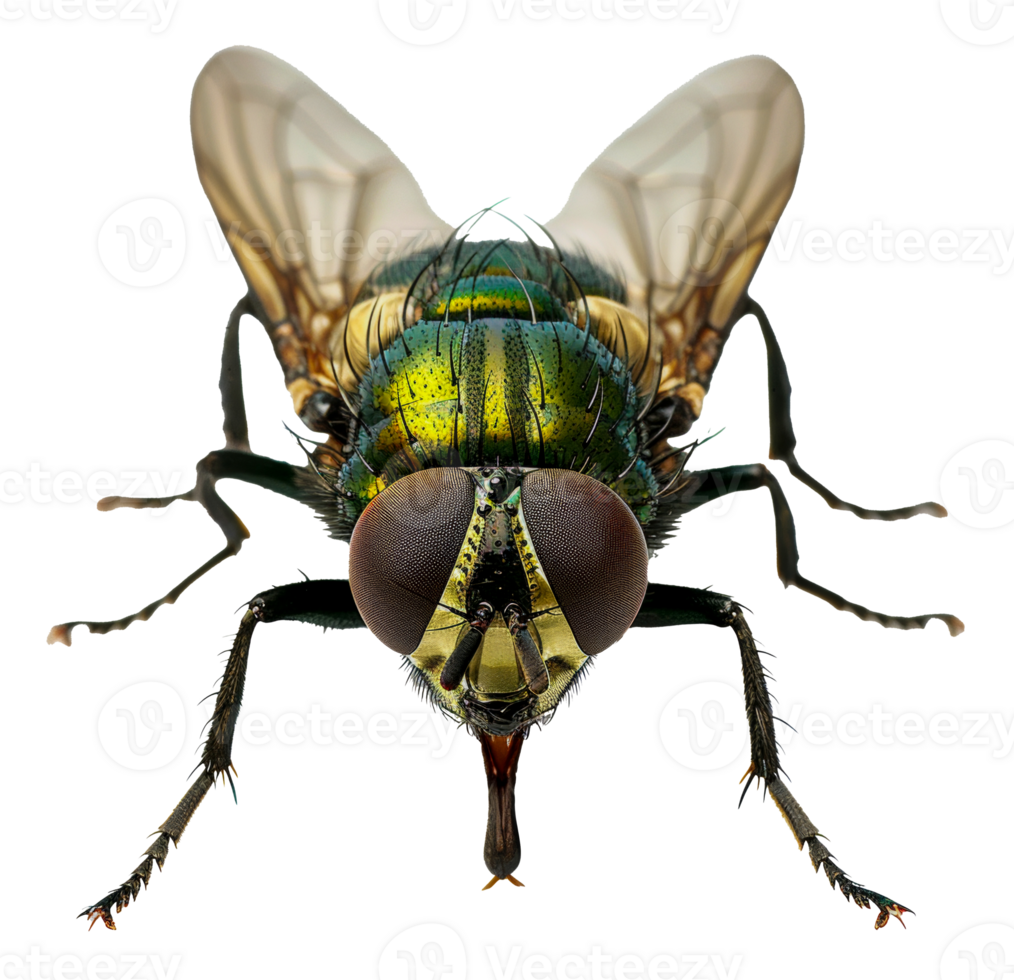 AI generated Detailed green bottle fly on transparent background - stock png. png