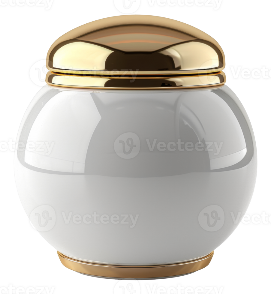 AI generated White and gold cream jar for skincare on transparent background - stock png. png