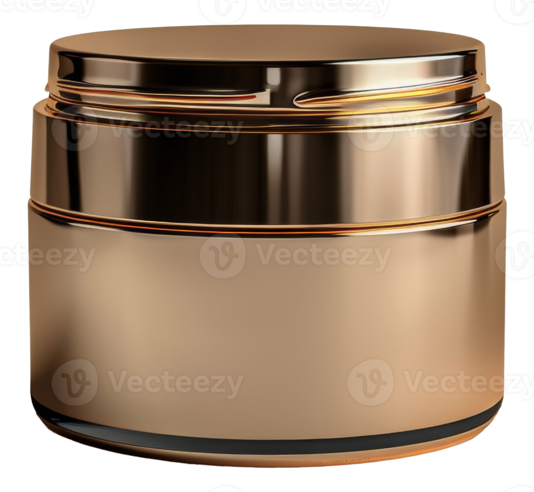 AI generated Elegant bronze cosmetic jar on transparent background - stock png. png