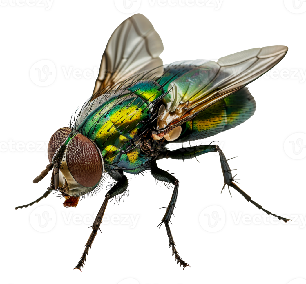 AI generated Detailed green bottle fly on transparent background - stock png. png