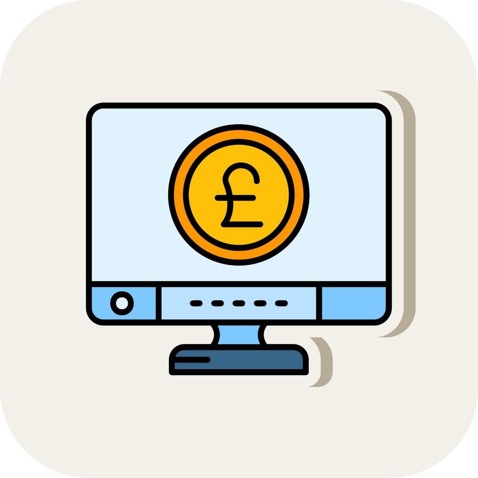 Pound Line Filled White Shadow Icon vector