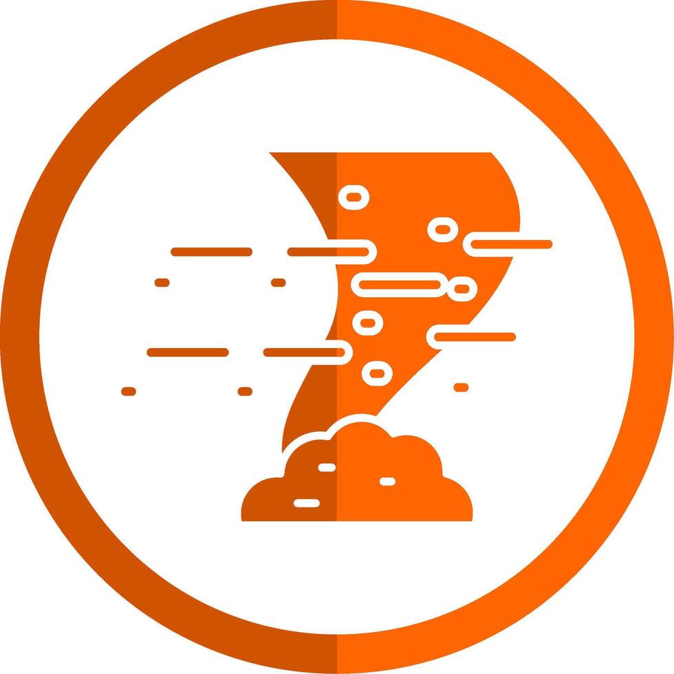 tornado glifo naranja circulo icono vector