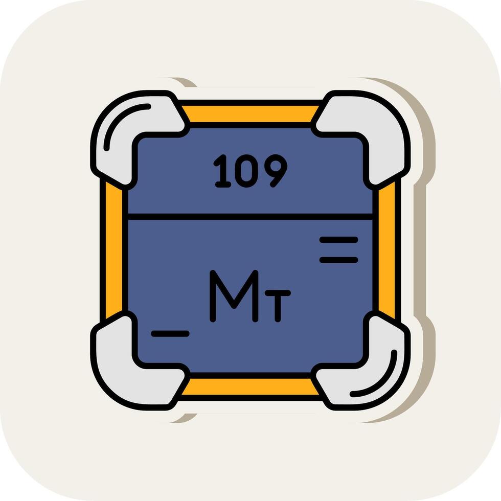 Meitnerium Line Filled White Shadow Icon vector