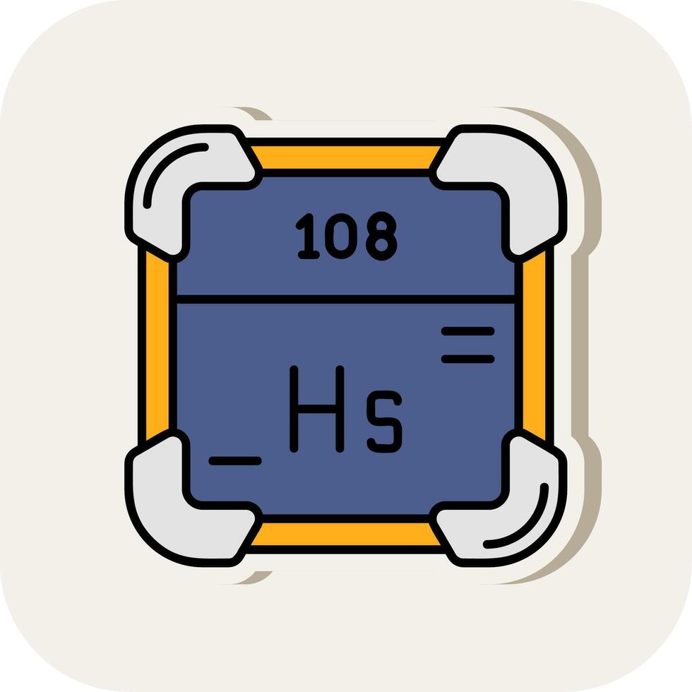 Hassium Line Filled White Shadow Icon vector