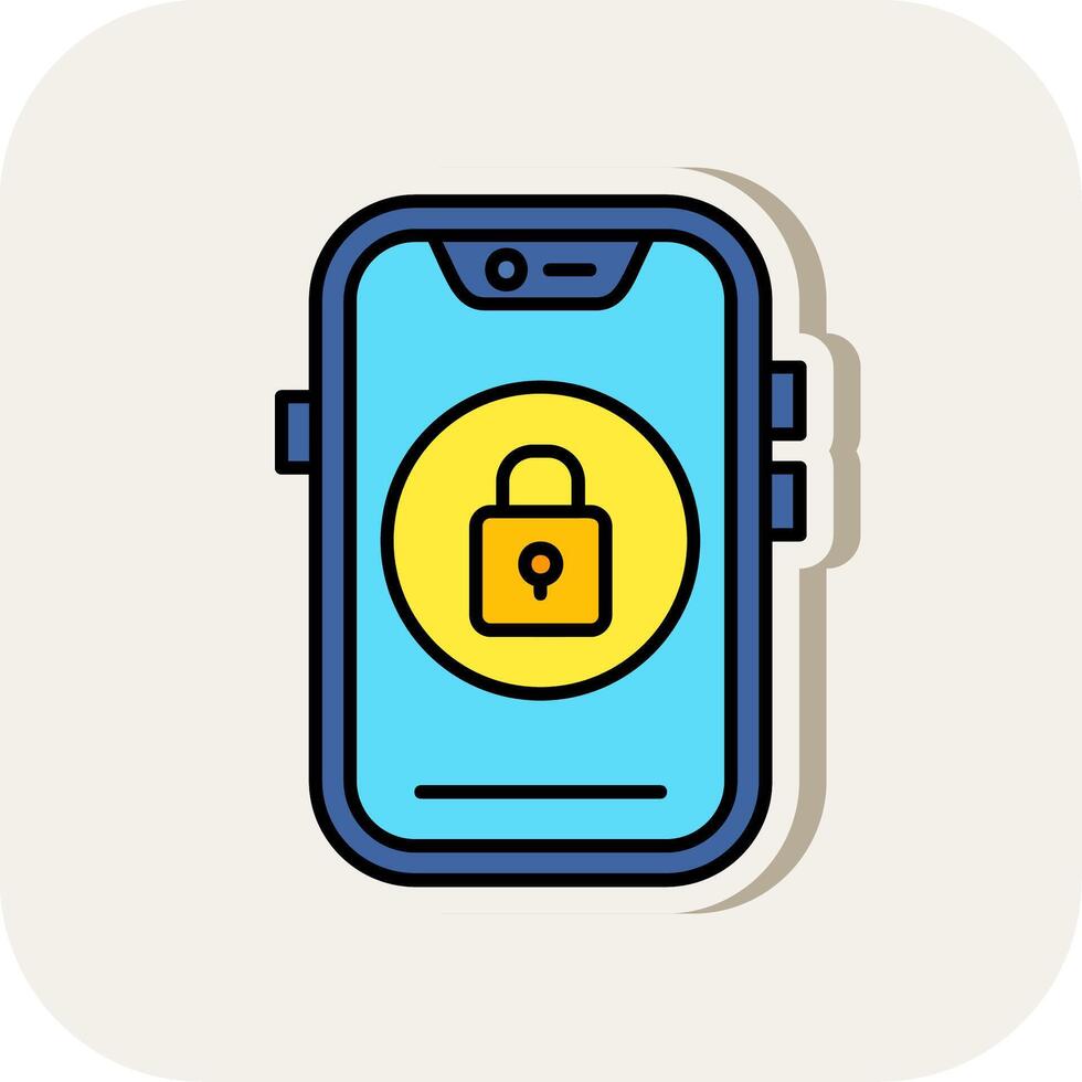 Lock Line Filled White Shadow Icon vector