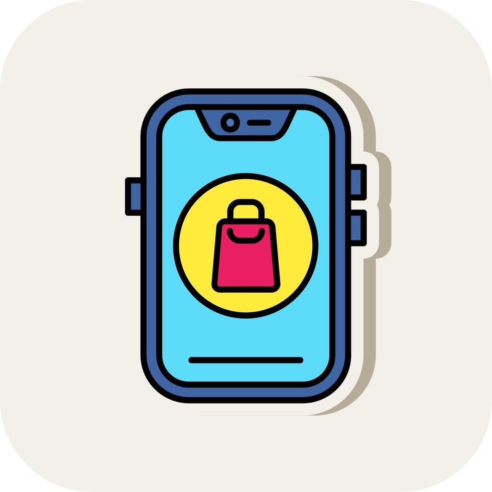 Shopping Line Filled White Shadow Icon vector