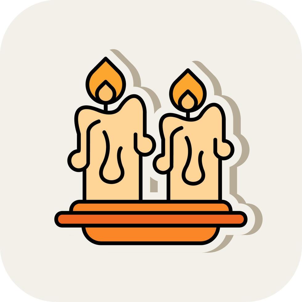 Candles Line Filled White Shadow Icon vector