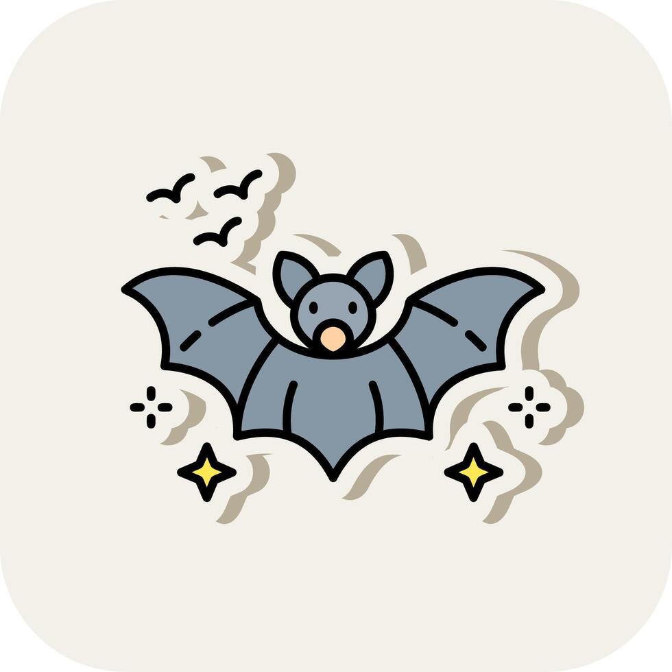 Bat Line Filled White Shadow Icon vector