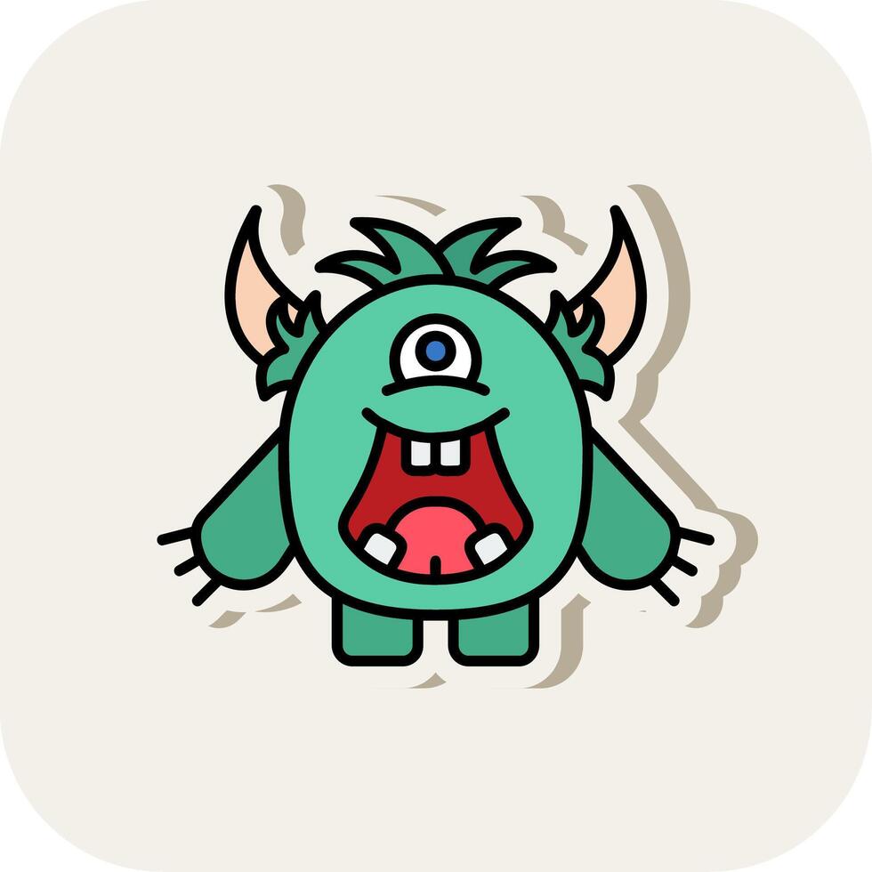 Monster Line Filled White Shadow Icon vector