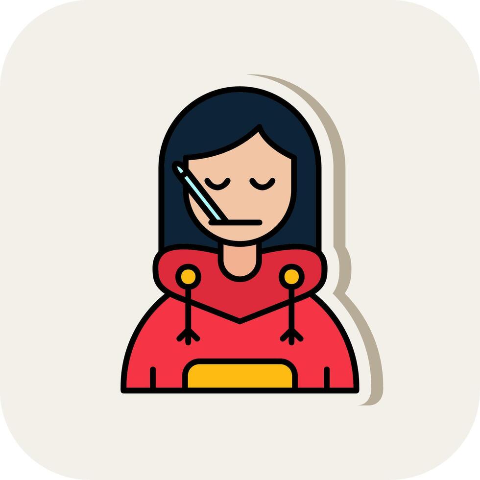 Sick Line Filled White Shadow Icon vector