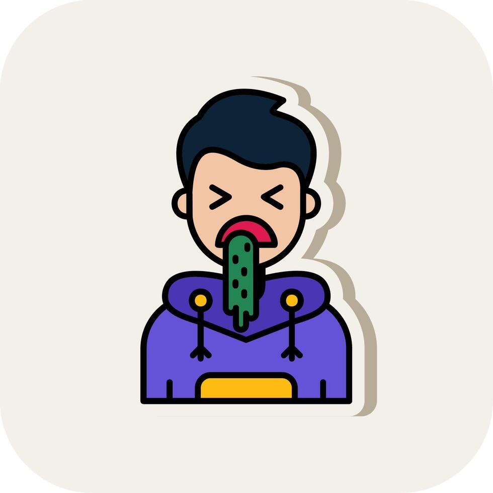 Vomit Line Filled White Shadow Icon vector