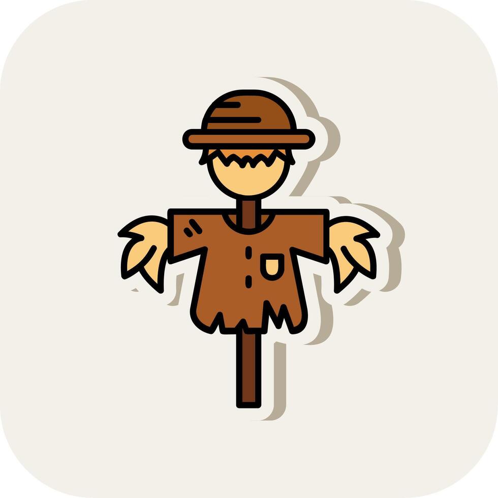 Scarecrow Line Filled White Shadow Icon vector