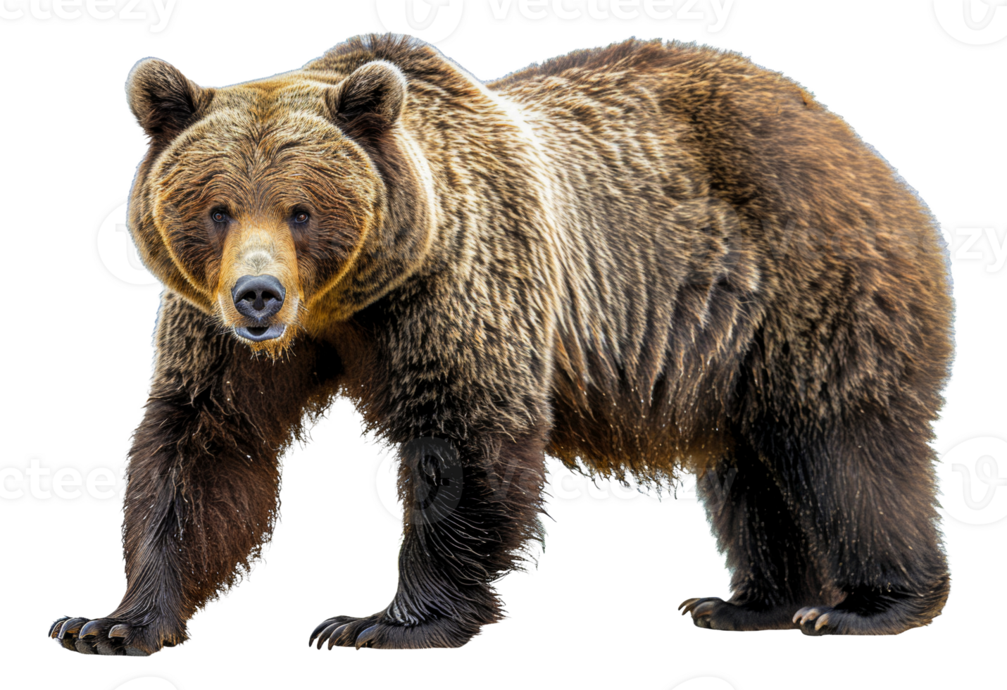 AI generated Majestic brown bear standing on transparent background - stock png. png