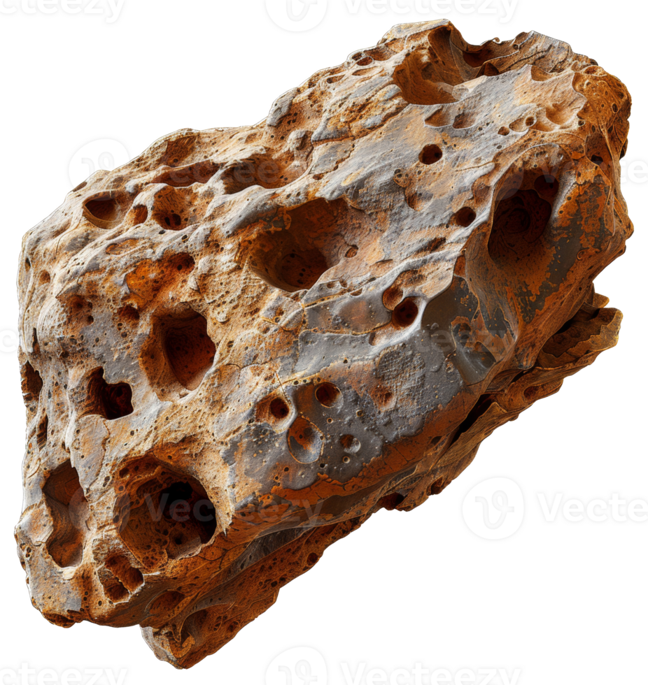 AI generated Natural honeycomb rock structure with intricate holes on transparent background - stock png. png