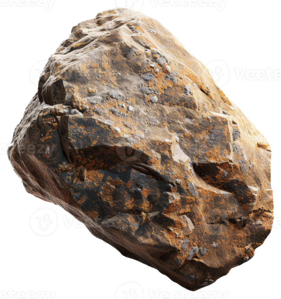 AI generated Intricate textured rock formation on transparent background - stock png. png