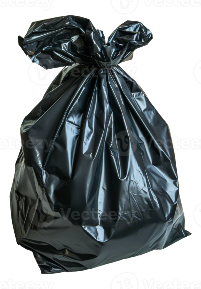 AI generated Tied black garbage bag on transparent background - stock png. png
