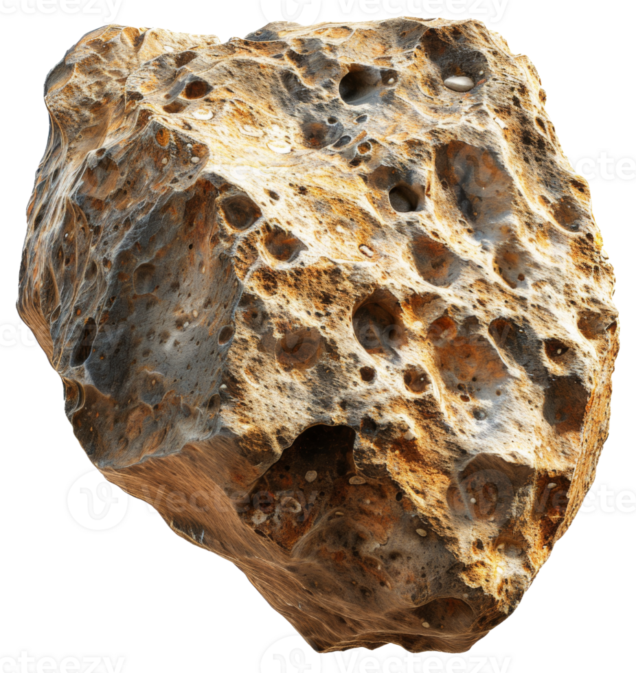 AI generated Natural honeycomb rock structure with intricate holes on transparent background - stock png. png