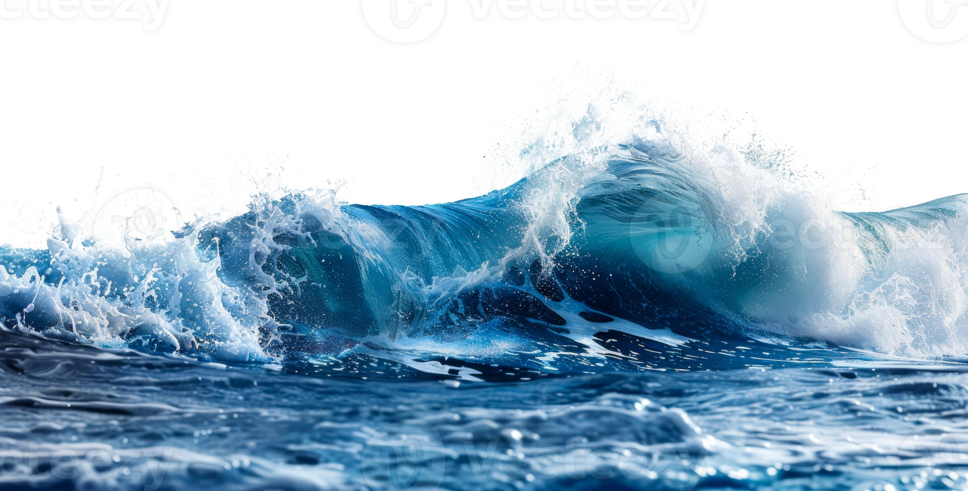 AI generated Dynamic ocean wave cresting with foam on transparent ...