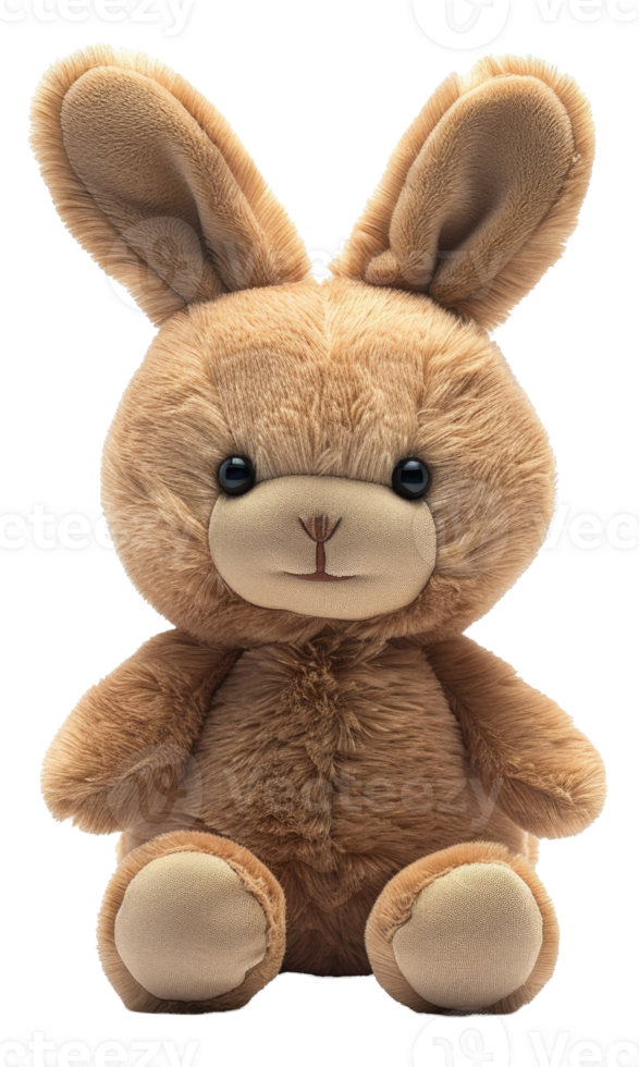 AI generated Cute plush bunny toy with soft fur on transparent background - stock png. png