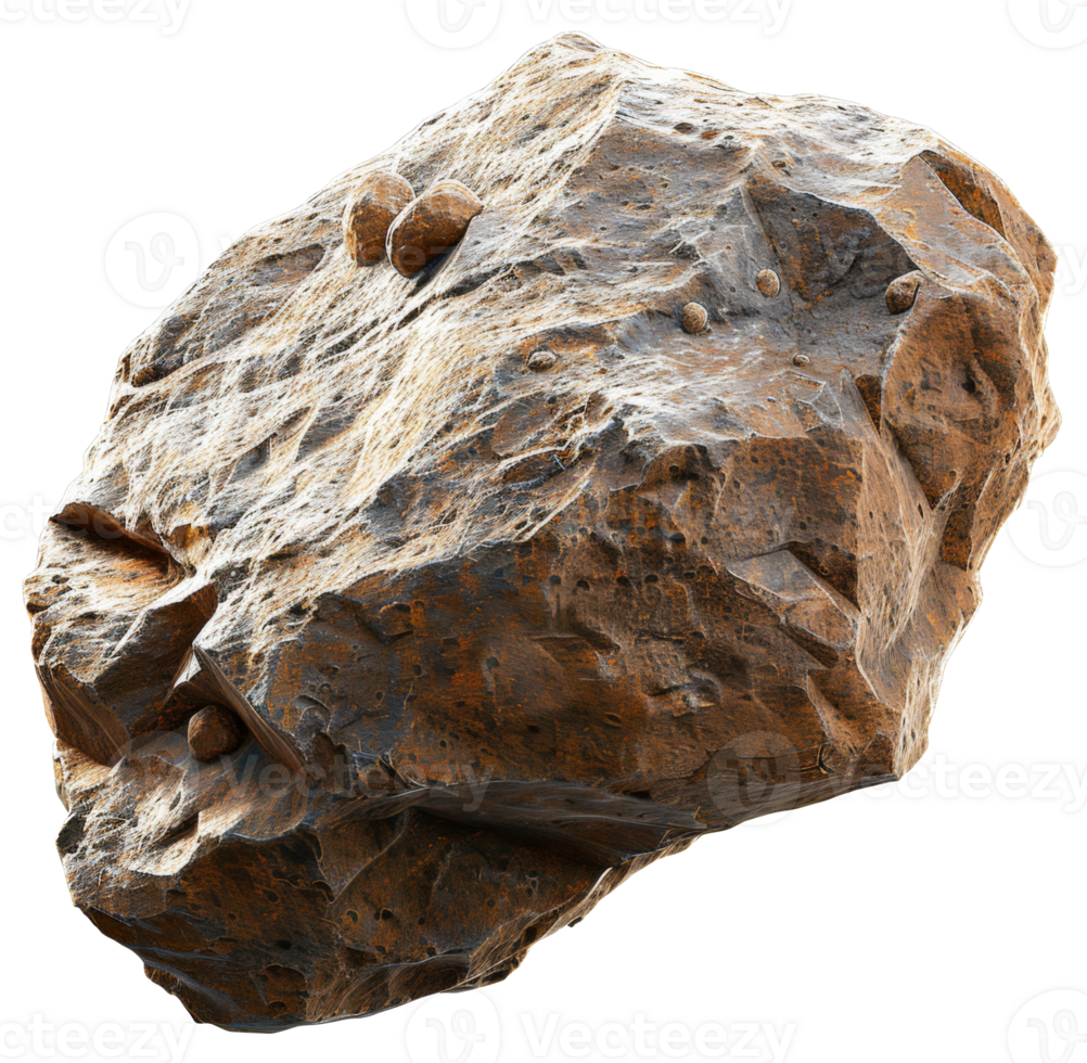 AI generated Intricate textured rock formation on transparent background - stock png. png