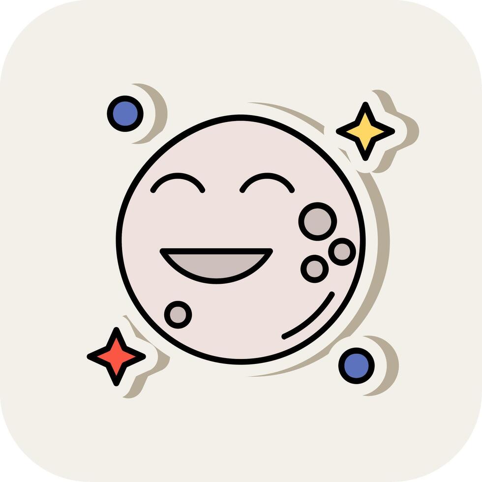 Moon Line Filled White Shadow Icon vector