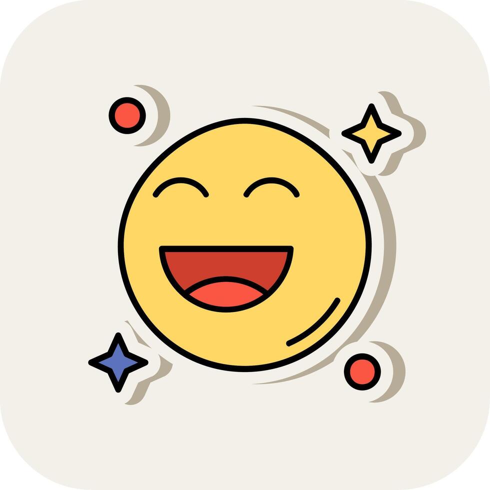 Happy Line Filled White Shadow Icon vector