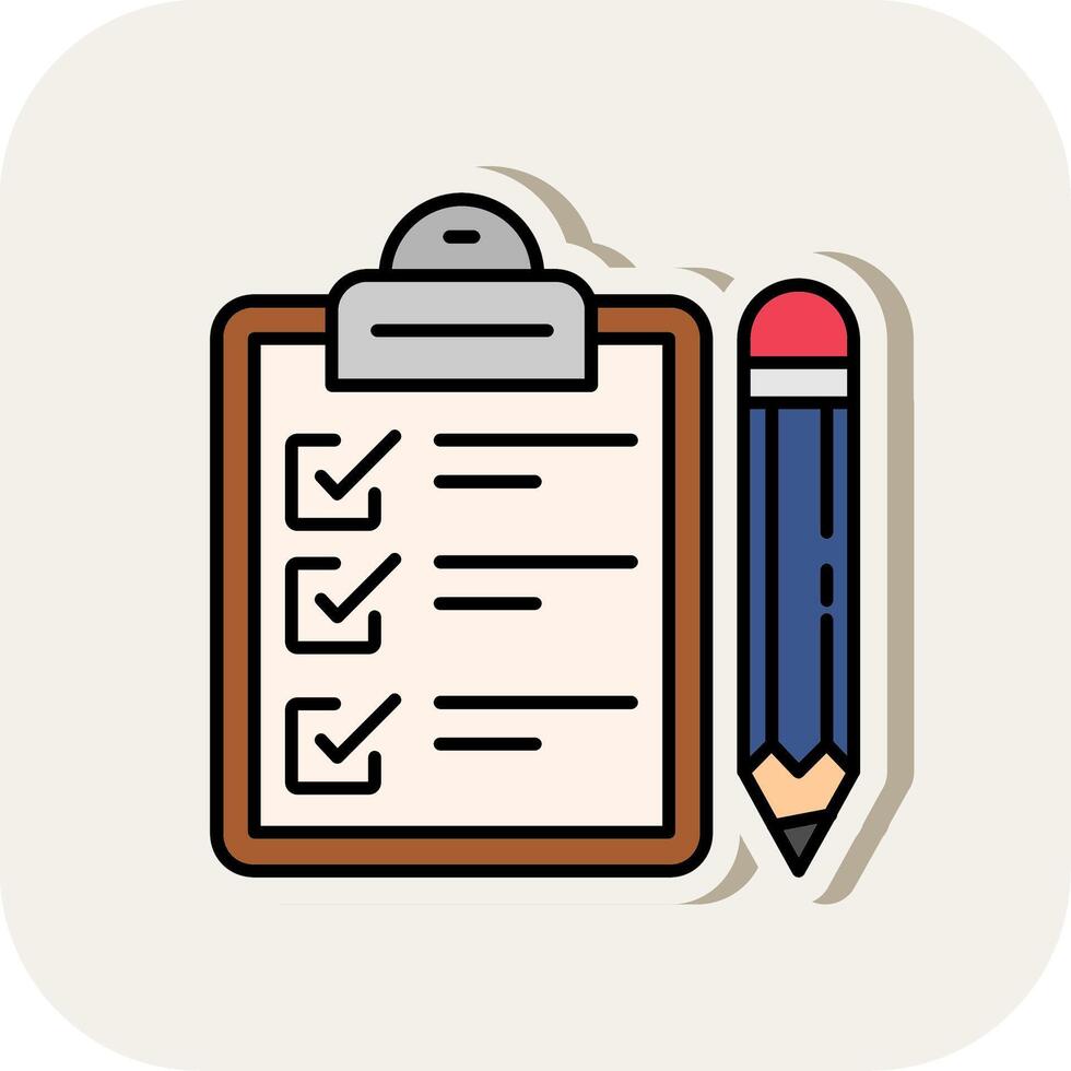 Exam Line Filled White Shadow Icon vector