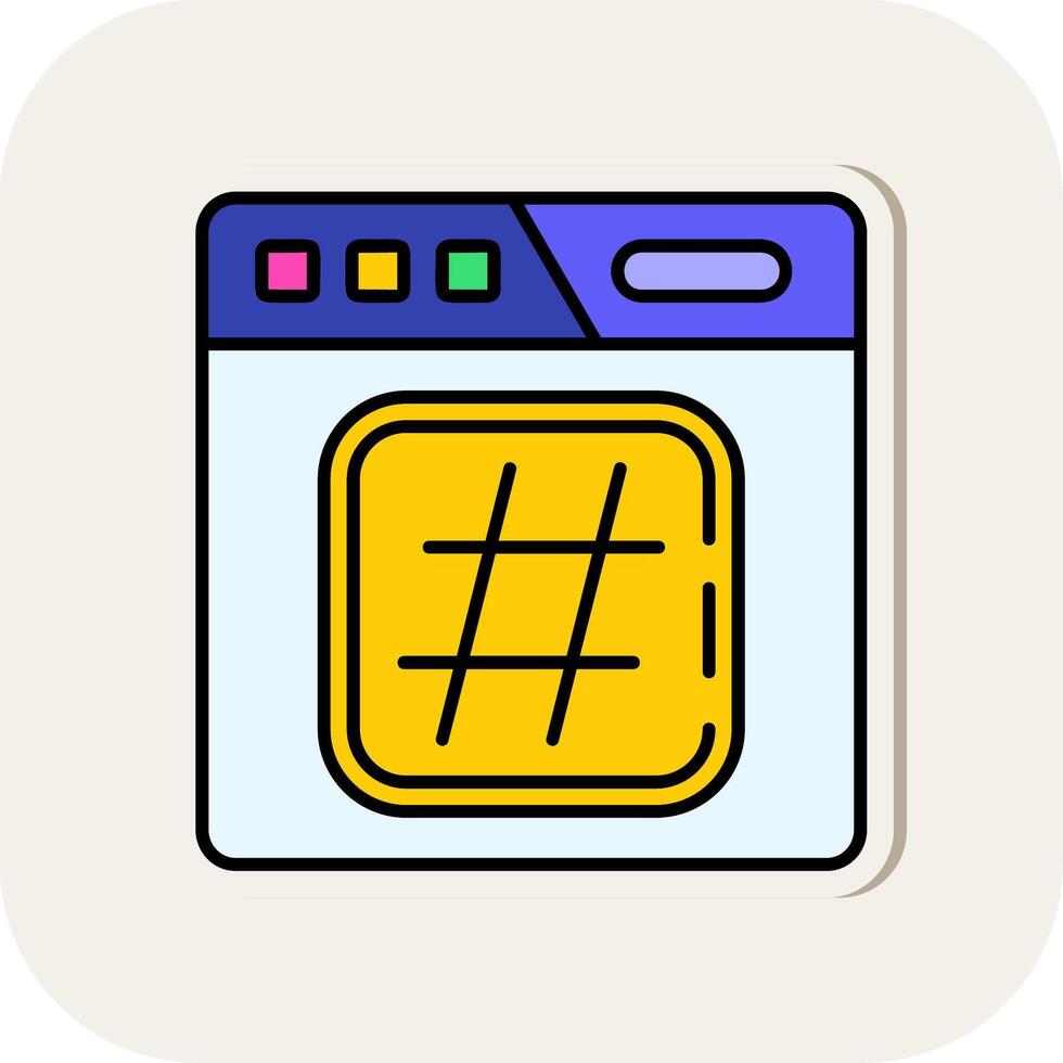 Hashtag Line Filled White Shadow Icon vector