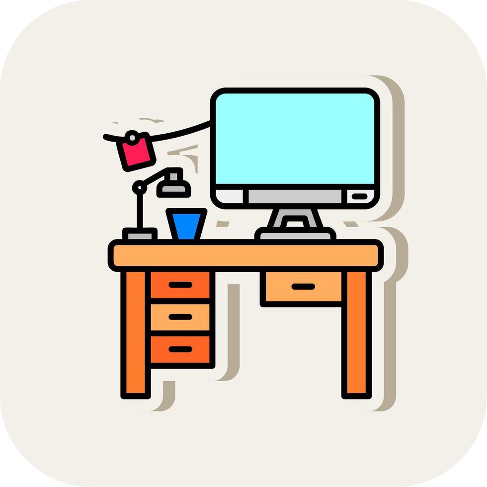 Workspace Line Filled White Shadow Icon vector