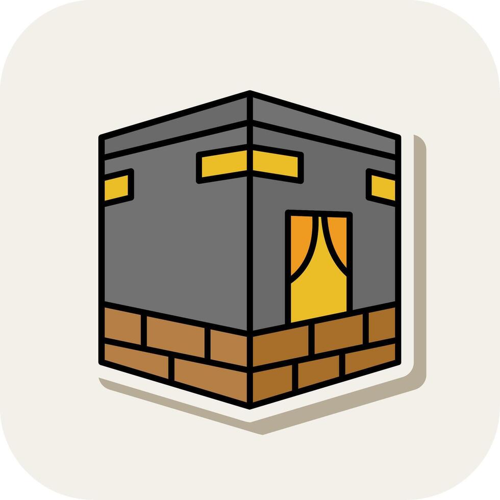 Qibla Line Filled White Shadow Icon vector