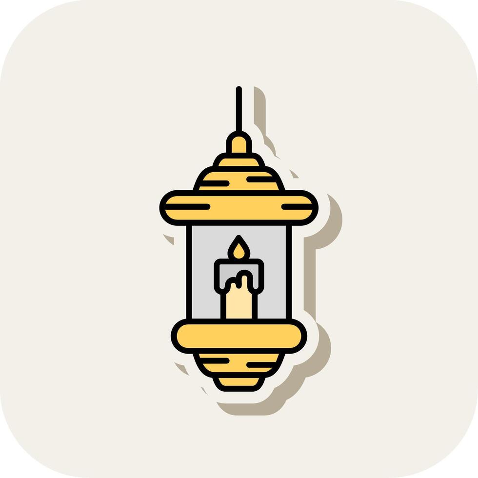 Lantern Line Filled White Shadow Icon vector