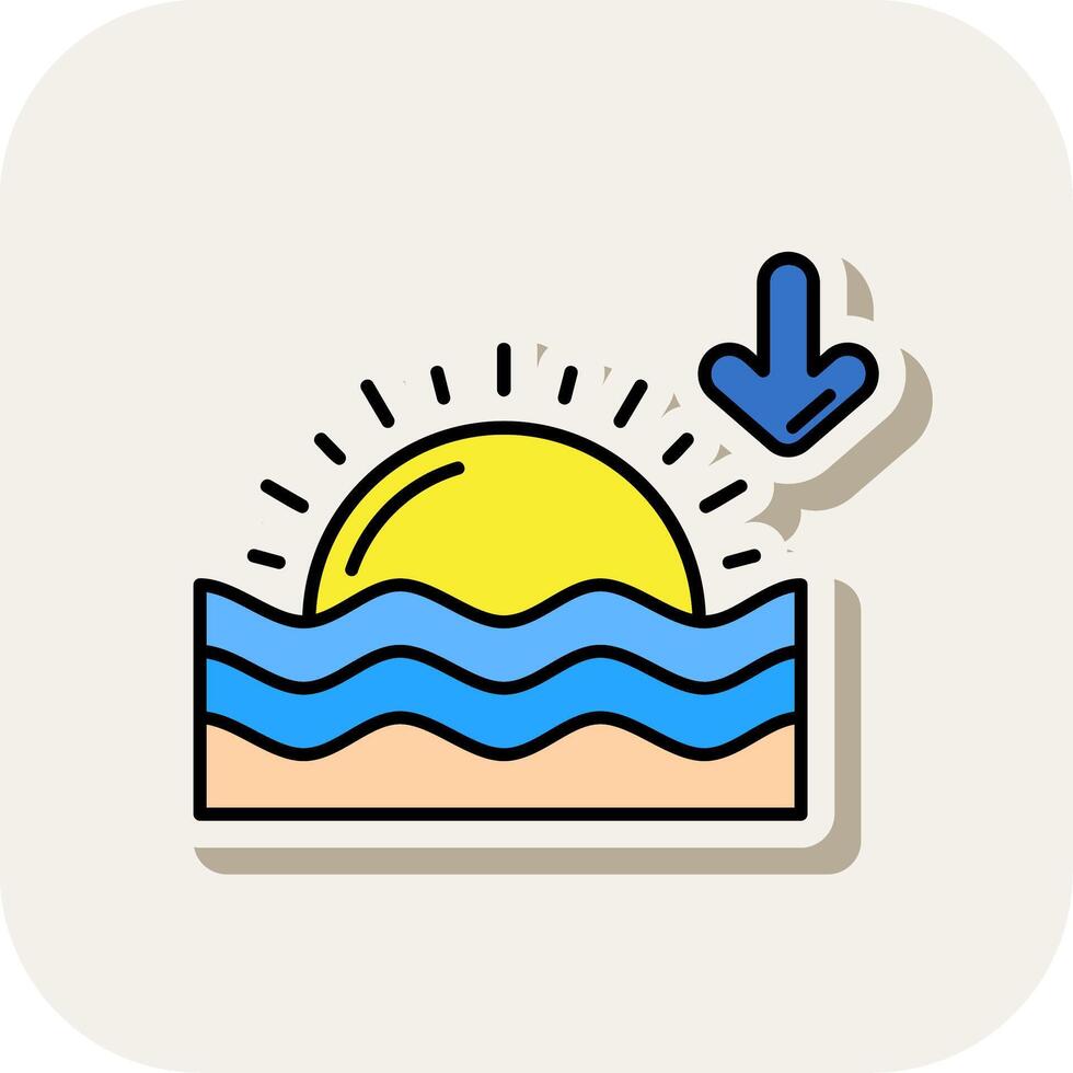 Sunset Line Filled White Shadow Icon vector