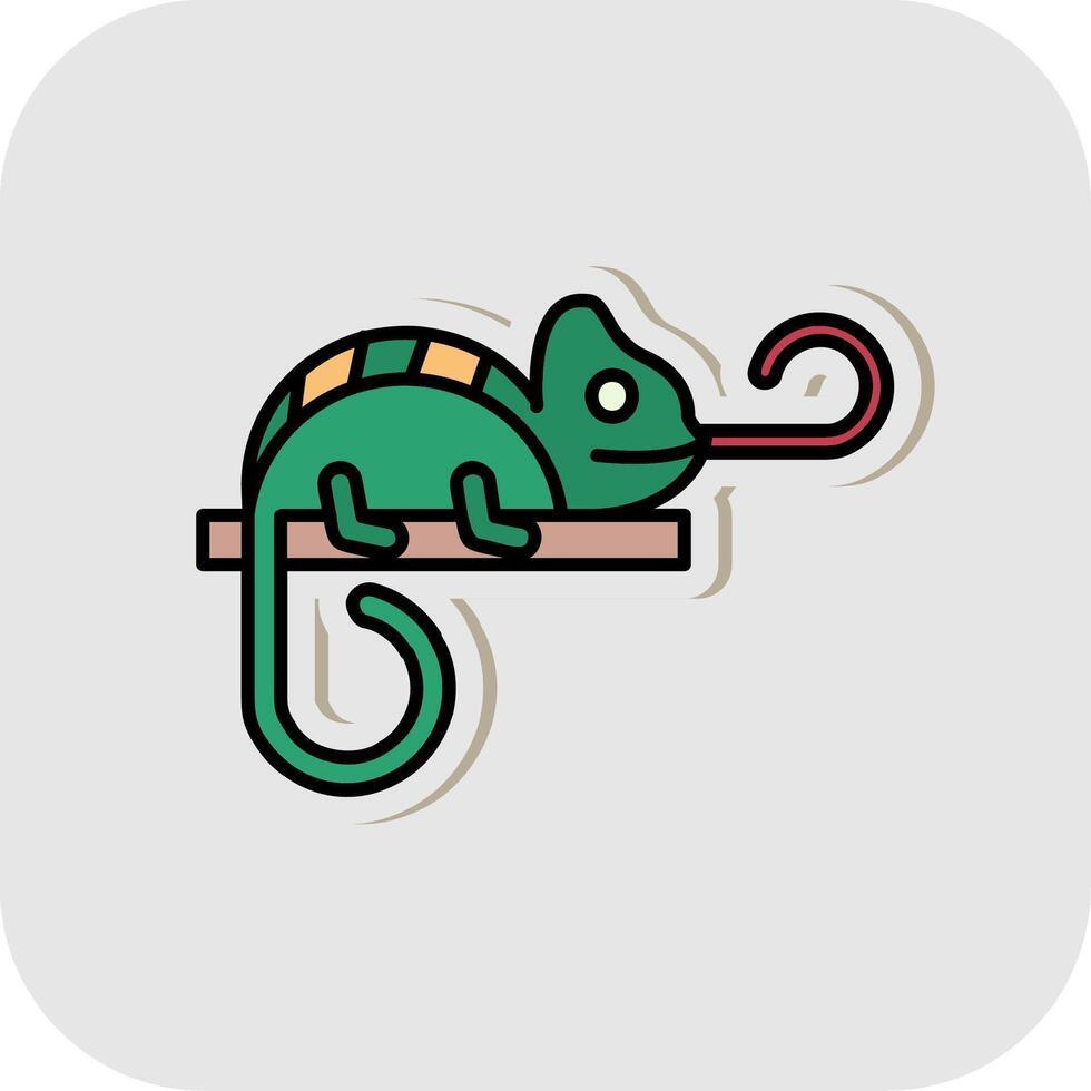 Chameleon Line Filled White Shadow Icon vector