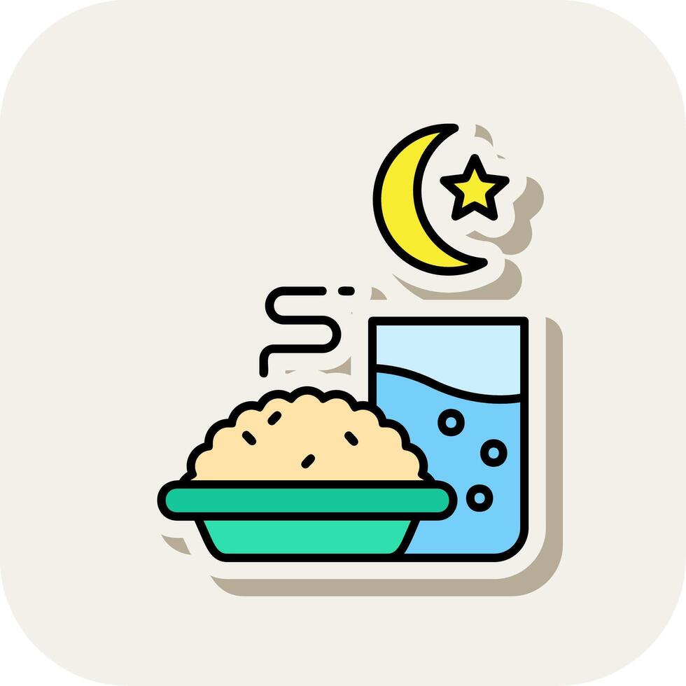 Iftar Line Filled White Shadow Icon vector