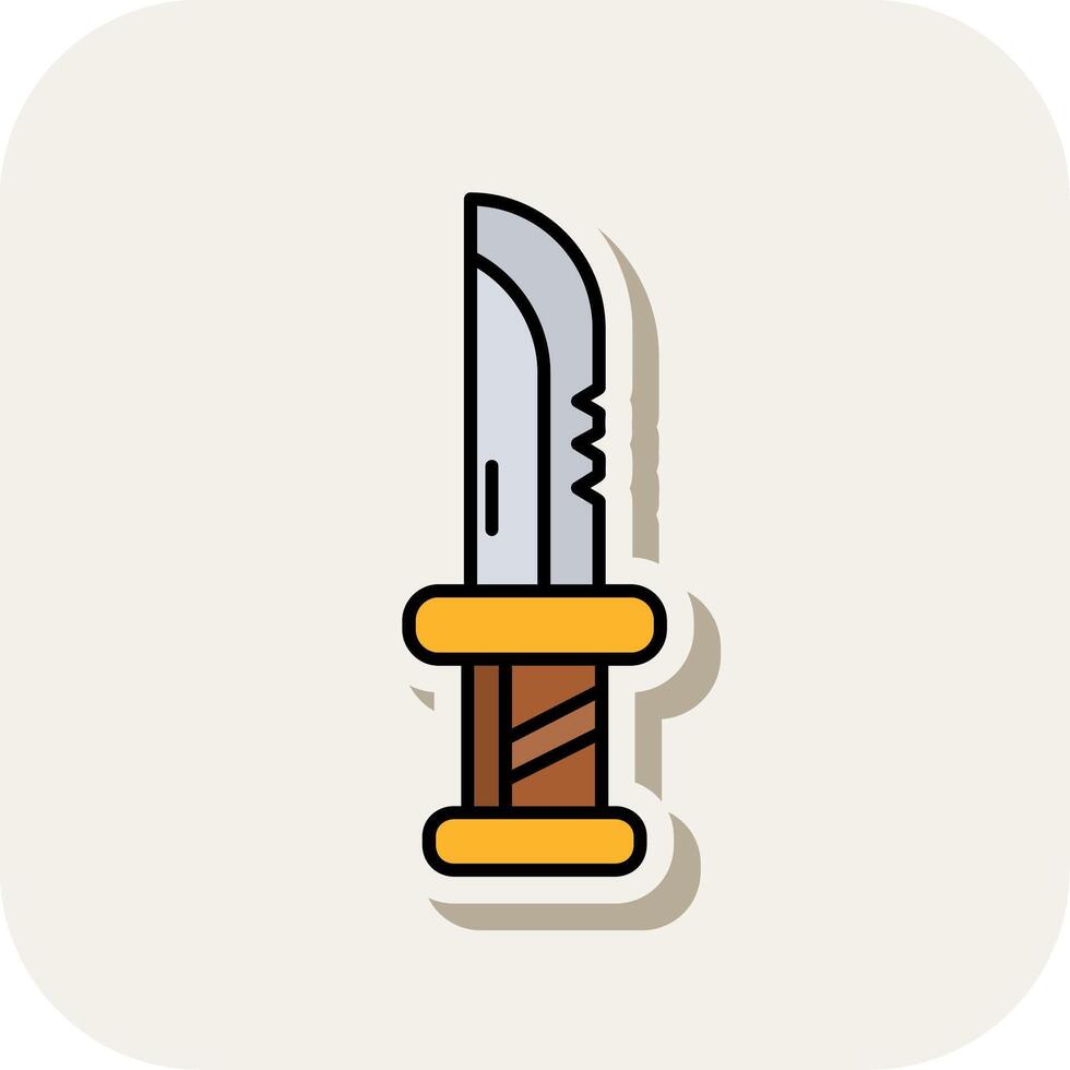 Dagger Line Filled White Shadow Icon vector