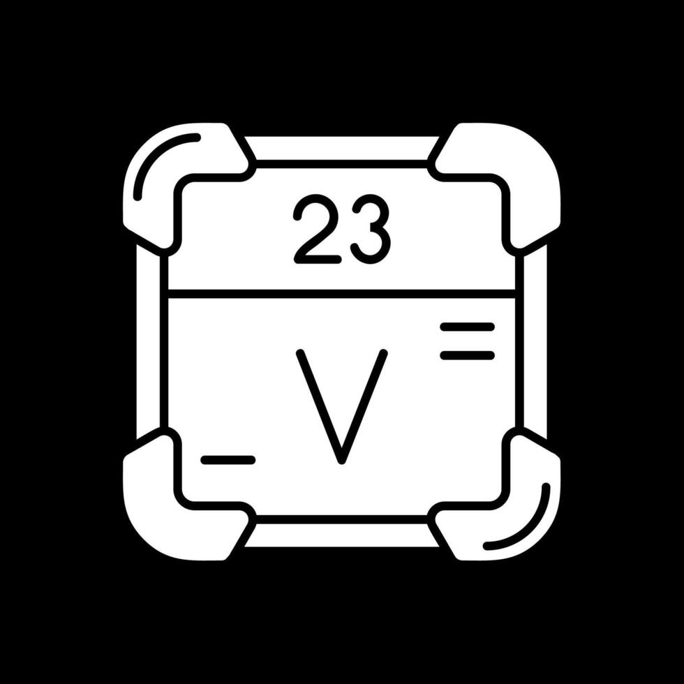 vanadio glifo invertido icono vector