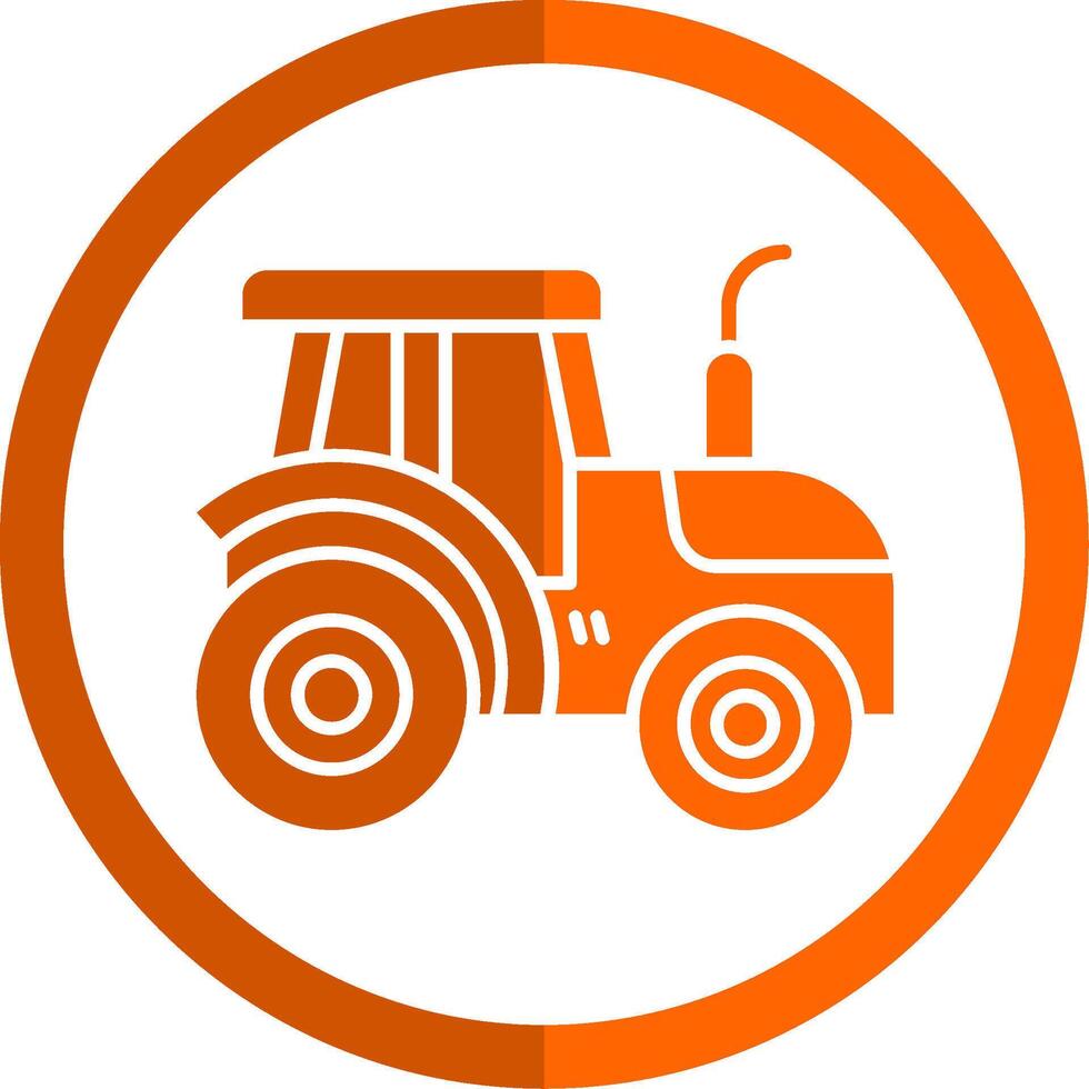 Tractor Glyph Orange Circle Icon vector