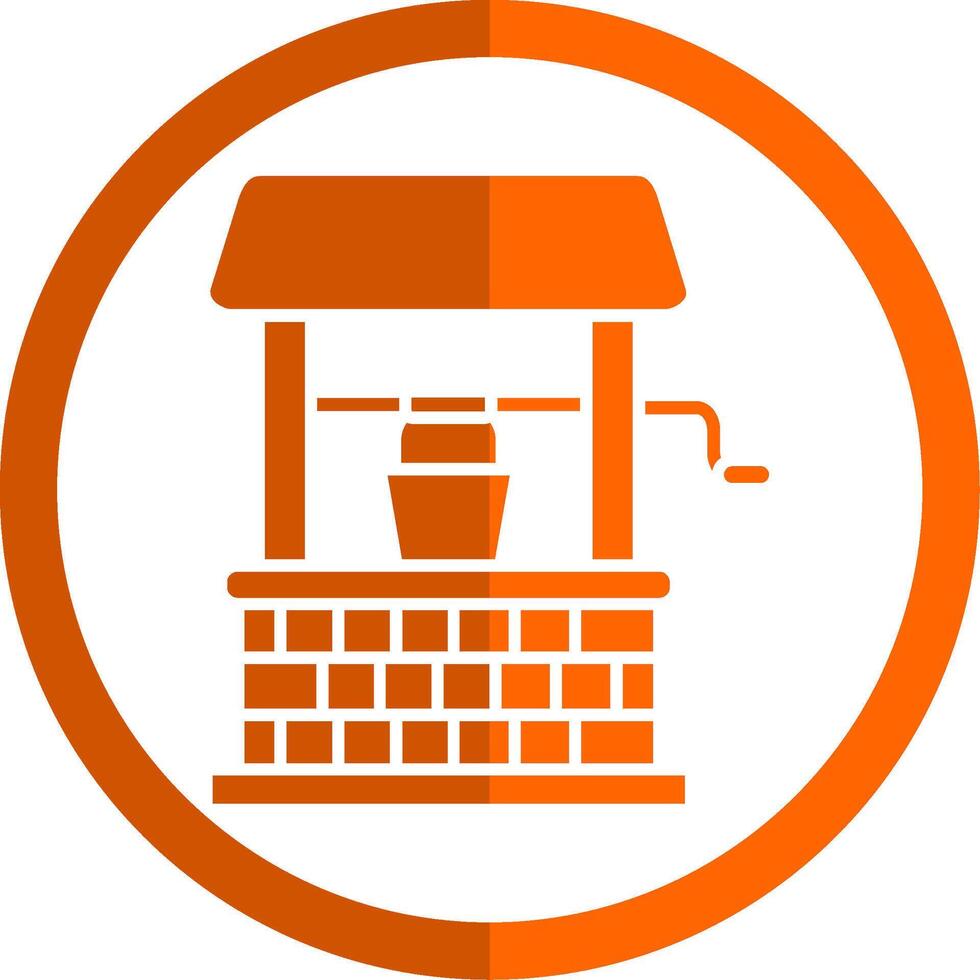 Well Glyph Orange Circle Icon vector