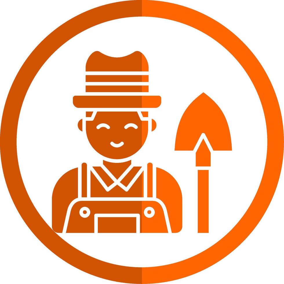 Farmer Glyph Orange Circle Icon vector