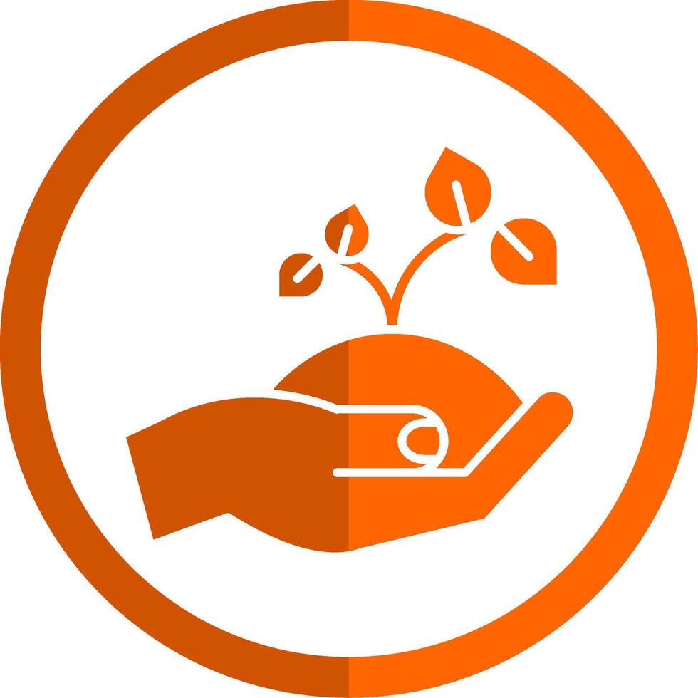 Sprout Glyph Orange Circle Icon vector