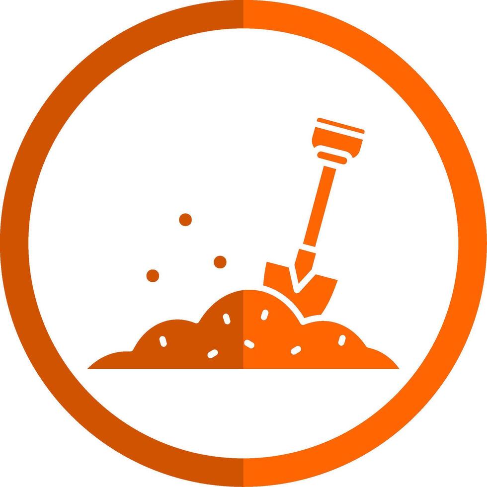 Shovel Glyph Orange Circle Icon vector