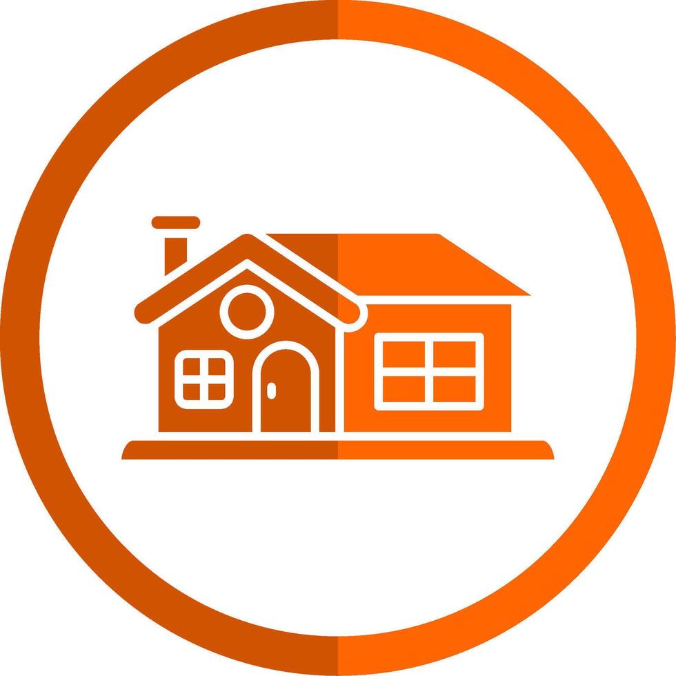 House Glyph Orange Circle Icon vector