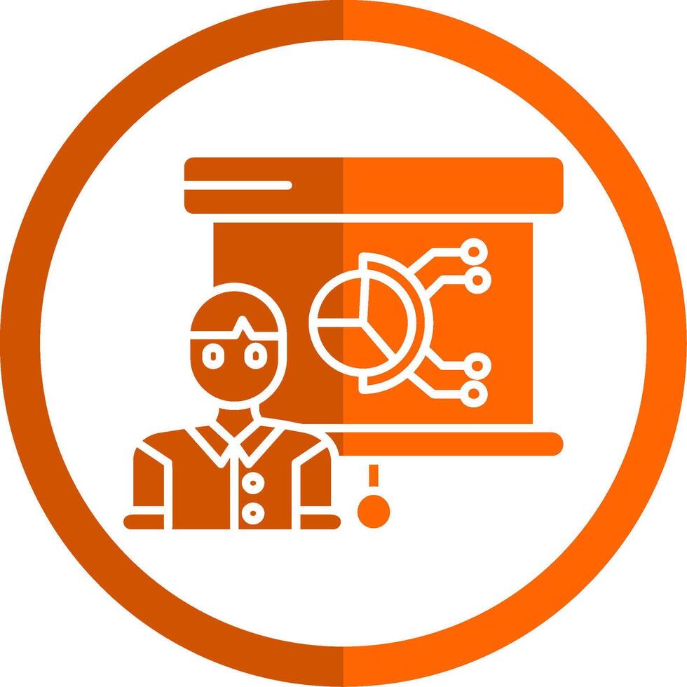 Presentation Glyph Orange Circle Icon vector