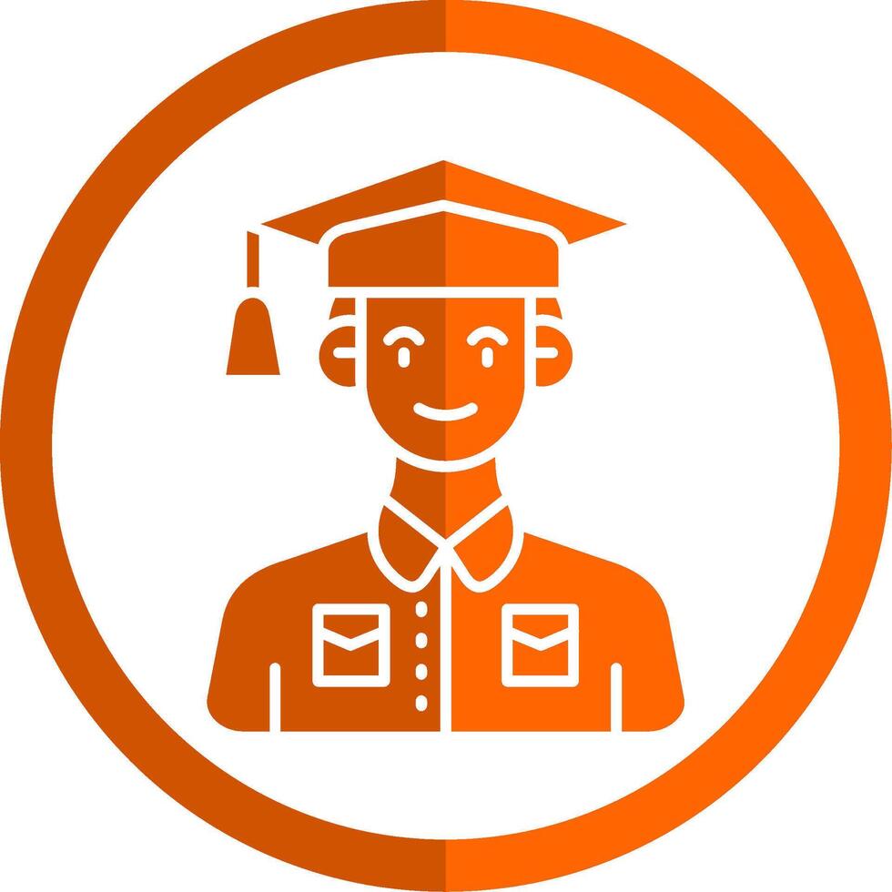 Student Glyph Orange Circle Icon vector