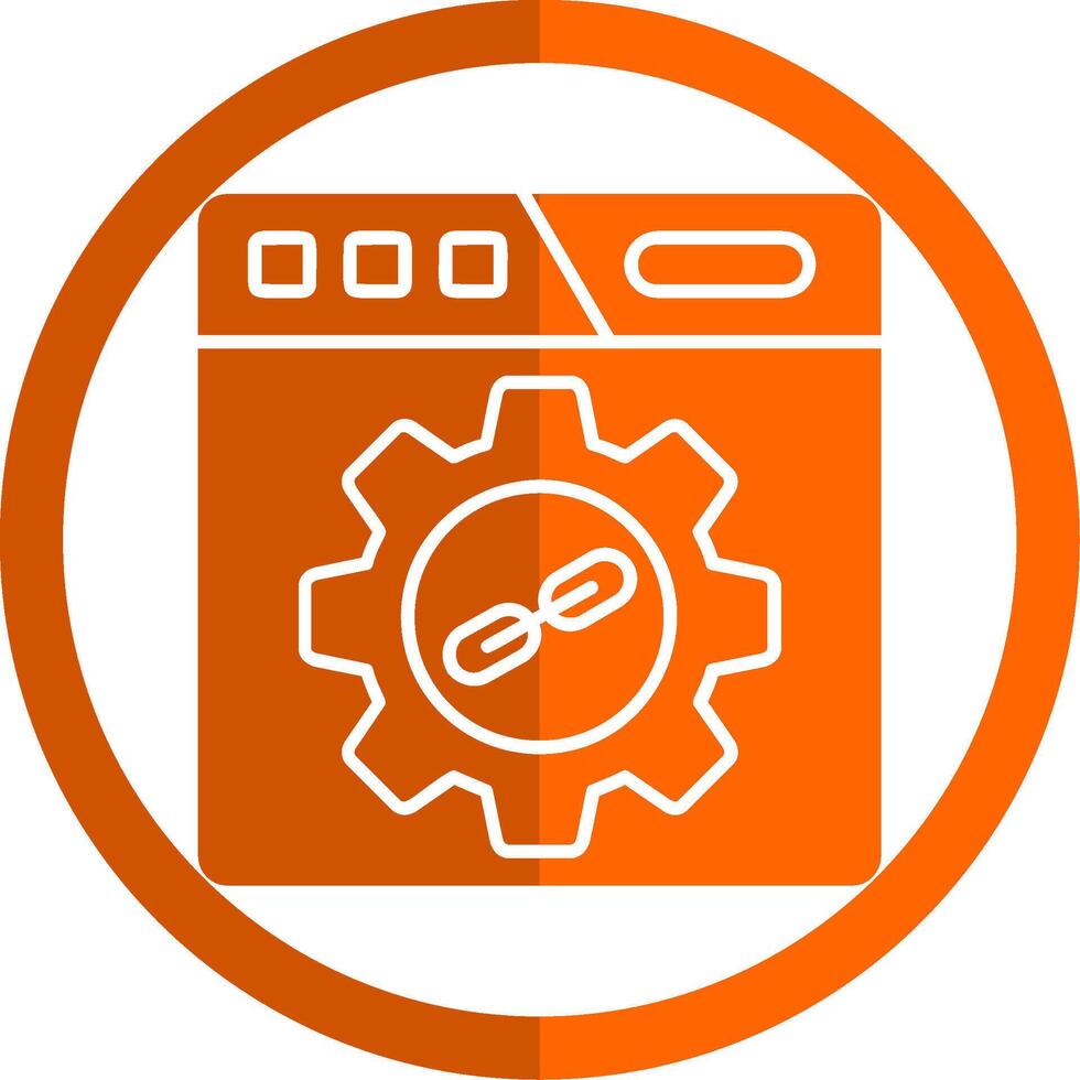 Backlink Glyph Orange Circle Icon vector