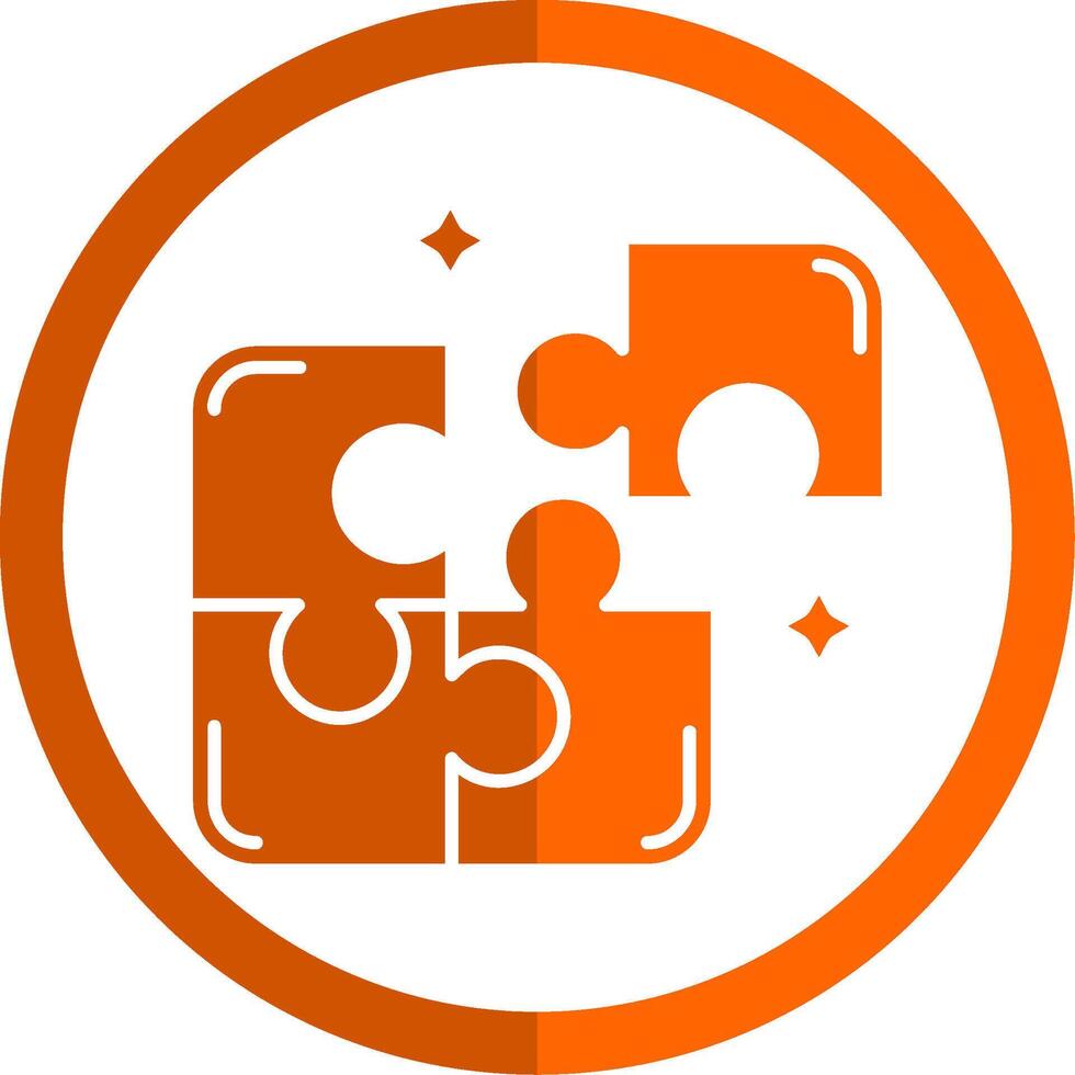 Puzzle Glyph Orange Circle Icon vector