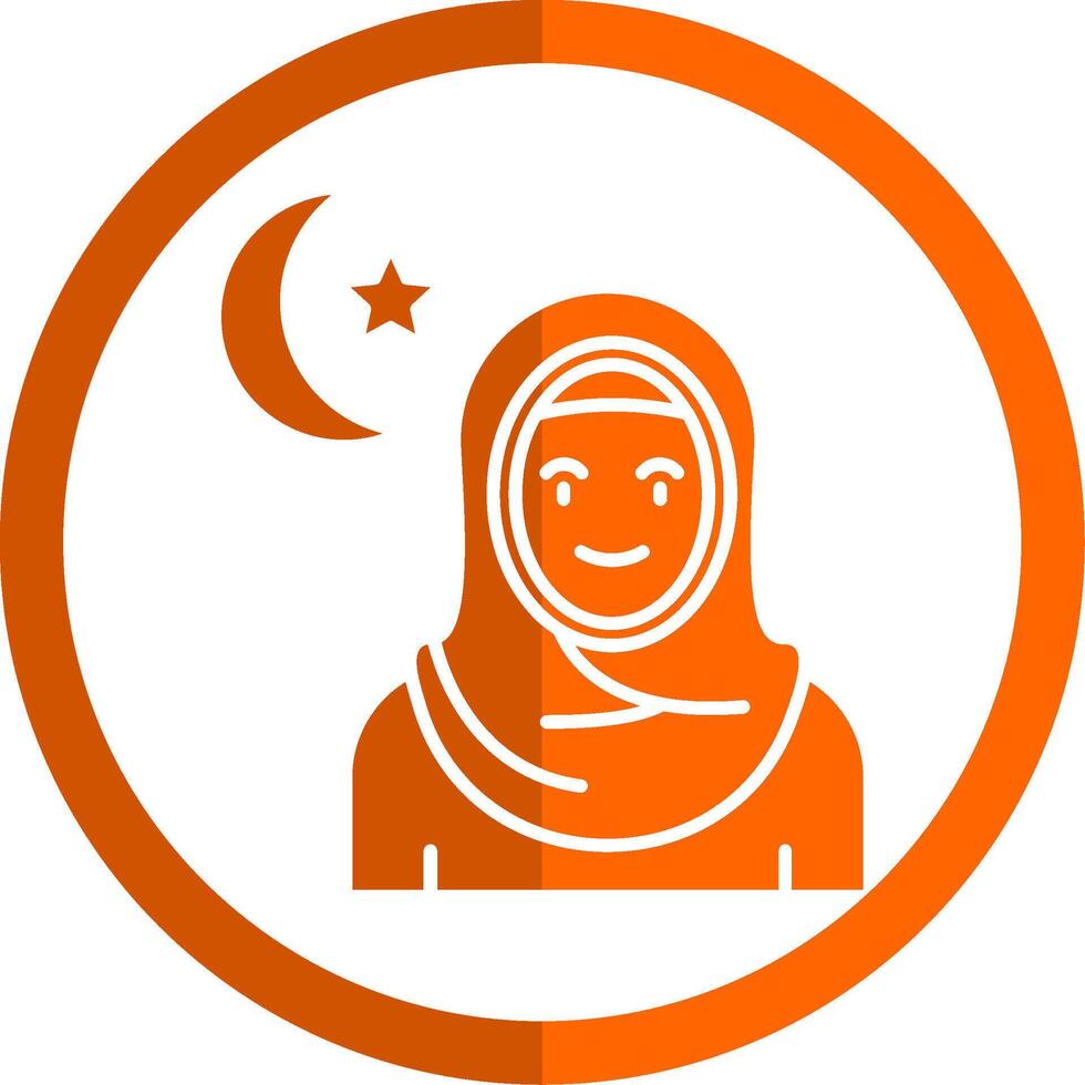 Muslim Glyph Orange Circle Icon vector