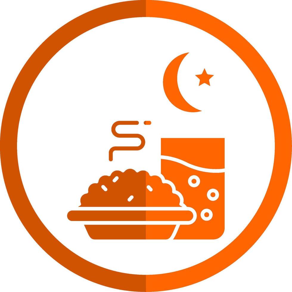 iftar glifo naranja circulo icono vector