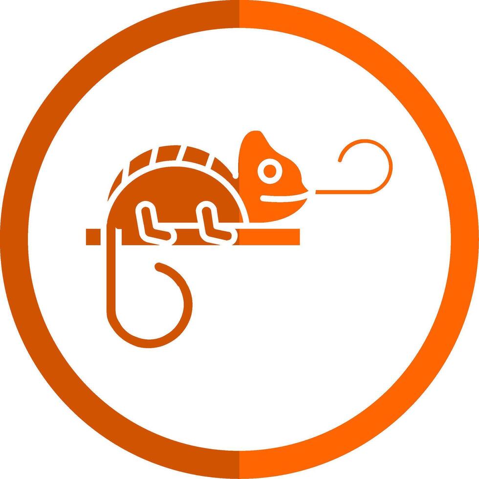 Chameleon Glyph Orange Circle Icon vector