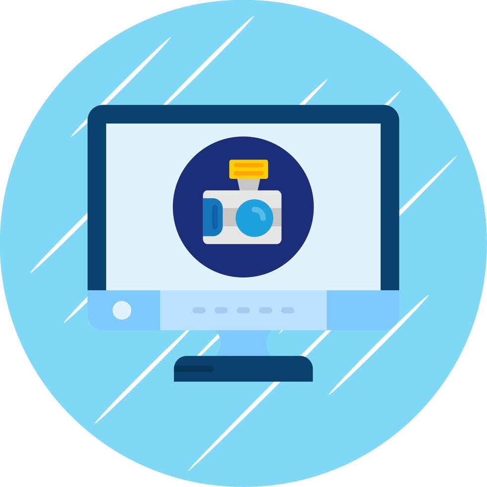 Camera Flat Blue Circle Icon vector